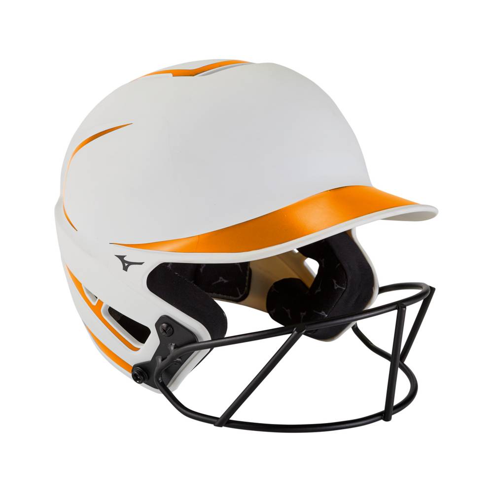 Capacete Mizuno F6 Fastpitch Softball Batting - Mulher - Branco/Laranja - MVPLI9083